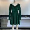 2026 New Women's Velvet Bodycon Dress, V-Neck Long Sleeve Short Cocktail Dress with Waist Cinching, Sexy Holiday & Party Velvet Gown