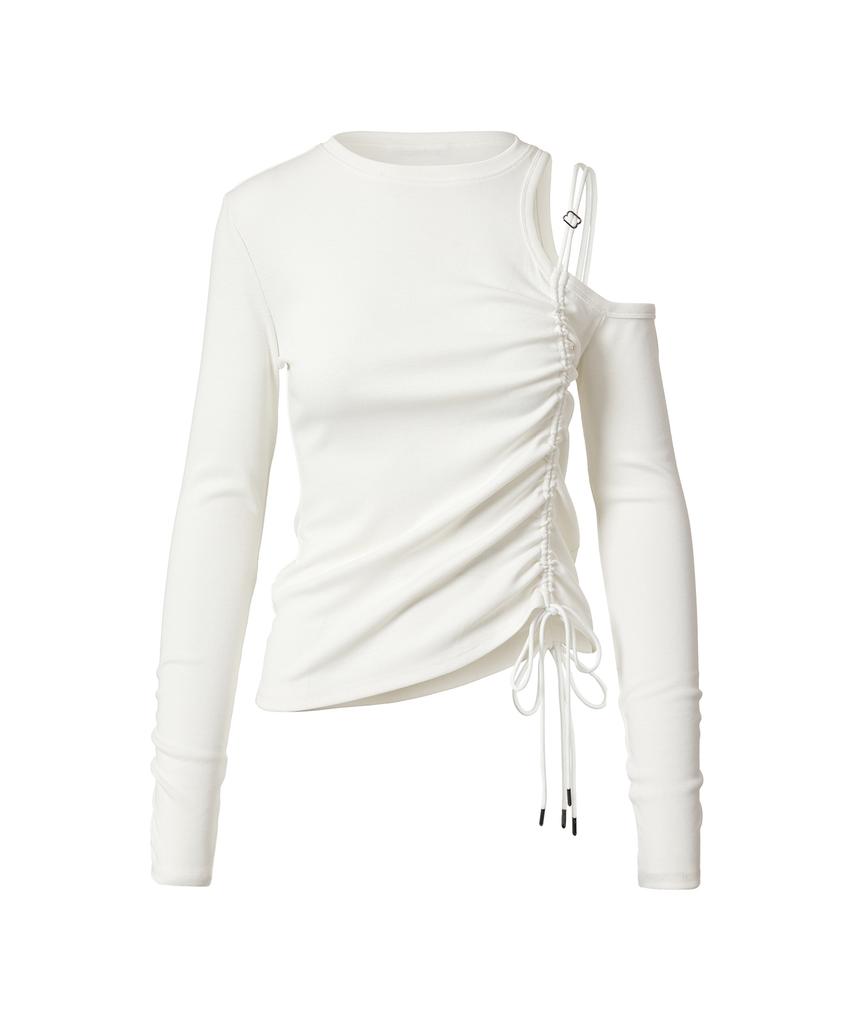 DRAE Cut-Out Drawstring T-Shirt_White