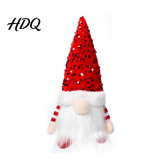 Festive Room Accessories Christmas Faceless Gnome Doll with LED Light Glowing Sequined Hat Indoor Winter Party Supplies Plush Figurine Nordic