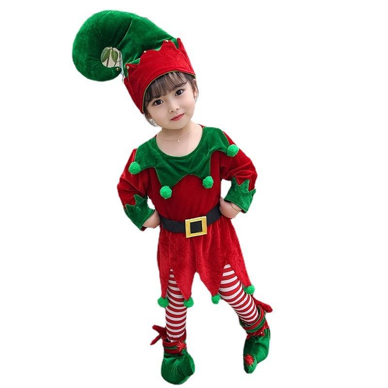 Christmas Costume Girl Green Elf Suit Princess Dress Performance Costume Baby Christmas Costume Body