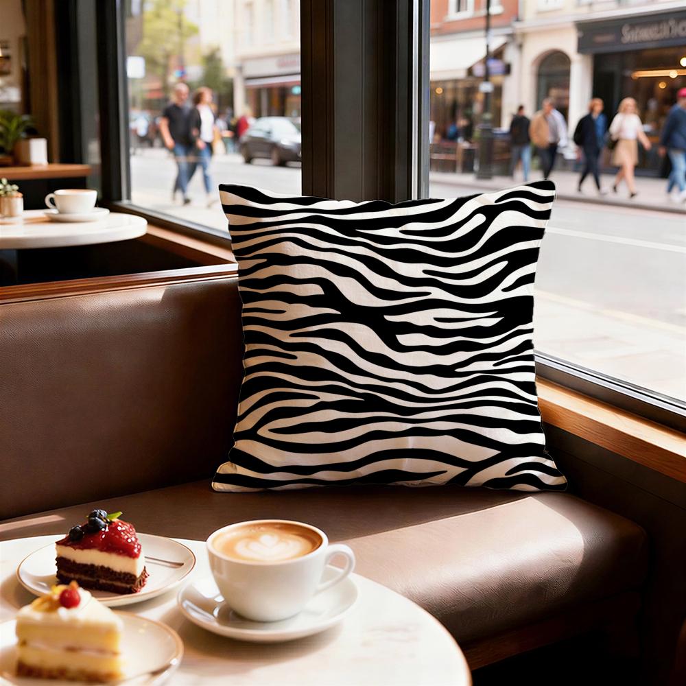 Zebra Texture Cushion Cover Set of Decorative Short Plush Pillow Covers for Sofa Soft Cushion Case x cm