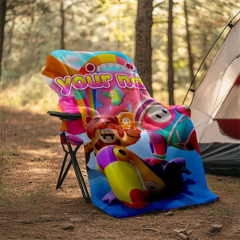 Customiz Name Personality Game Fall Guys Blanket Soft&Warm Office Bed Travel Lunch Break Blanket,Gift All Seasons