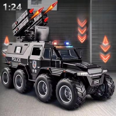 1:24 Šaman Zásahové policajné auto Zliatinový odliatok Model Hračka Auto Dvere sa otvárajú Zvuk Svetlo Pull Back Miniatúrne vozidlo Darček k narodeninám pre chlapca
