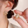1PC 18K Gold Micro Pave Diamond Triangle Twist Geometric Stud Earrings for Women Daily Casual Fashion Accessories
