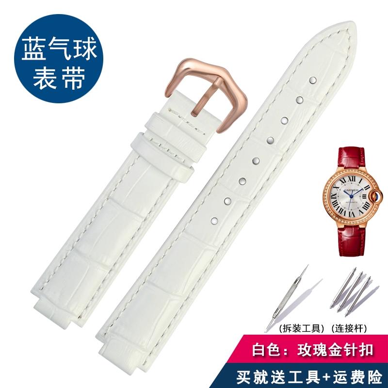 Für Cartier Echtleder-Uhr mit Damen-Uhrenkette, blaue Ballon-Dornschließe, konvexer Mund-Rindsleder-Herren-Uhrenkette