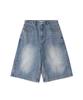 EXCONTAINER Incision Bermuda Denim Pants (Blue)