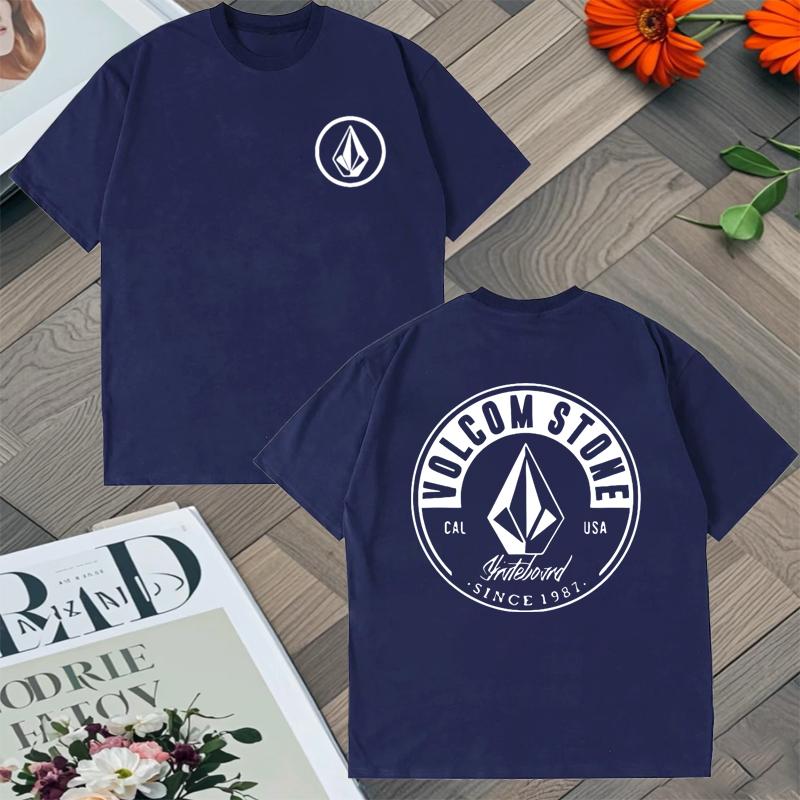 2025 New In Top Volcom Stone Double Sided Printed Oversized Tshirt Unisex Women 100 Cotton Crew Neck Short Sleeve Unisex Tshirts