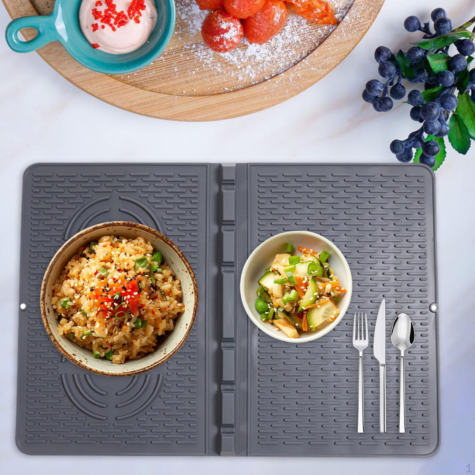 

Коврик для сушки посуды с крышкой на варочной панели, коврик для сушки кухонной посуды, защита для плиты серый