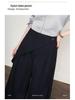 2026 Spring Women's Grey Wide-Leg High-Waisted Drapey Suit Pants, Floor-Length