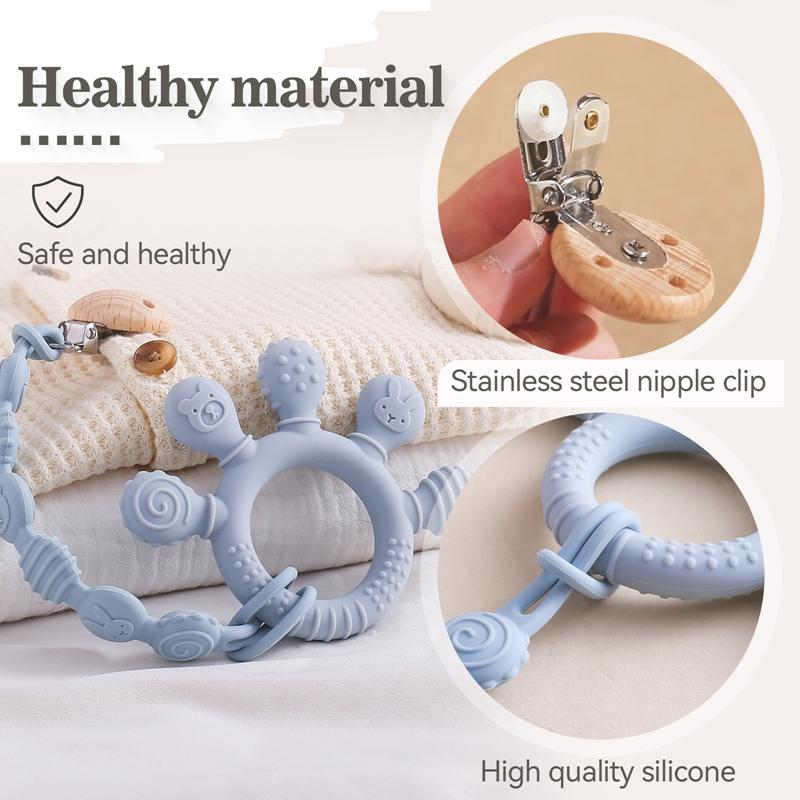 Baby Silicone Teether Infant Pacifier Chain Clip Food Grade Silicone Soother Chain Nipple Holder Baby Nursing Good Teething Toy