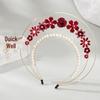 Vintage Lolita Virgin Mary Halo Tiara: Handmade Floral Pearl Headdress for Fashion Shows