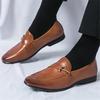 New Gentleman Black Brown Slip On Leather Shoes For Men Monk Strap Loafers Wedding Dress Prom Formal Footwear Zapatos Hombre