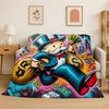 Monopoly Dollar Rich Game Cartoon Flannel Blanket Soft Warm Throw Blanket for Bedroom Living Room Bed Travel Camping Picnic