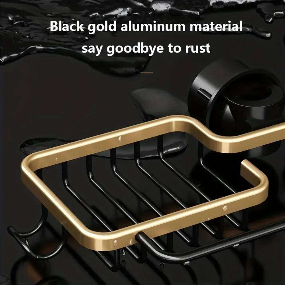 Kitchen Sink Drain Rack Organizer Aluminum Self-draining Sink Shelf Soap Sponge Holder Dishcloth Towel Removable Kitchen Storage