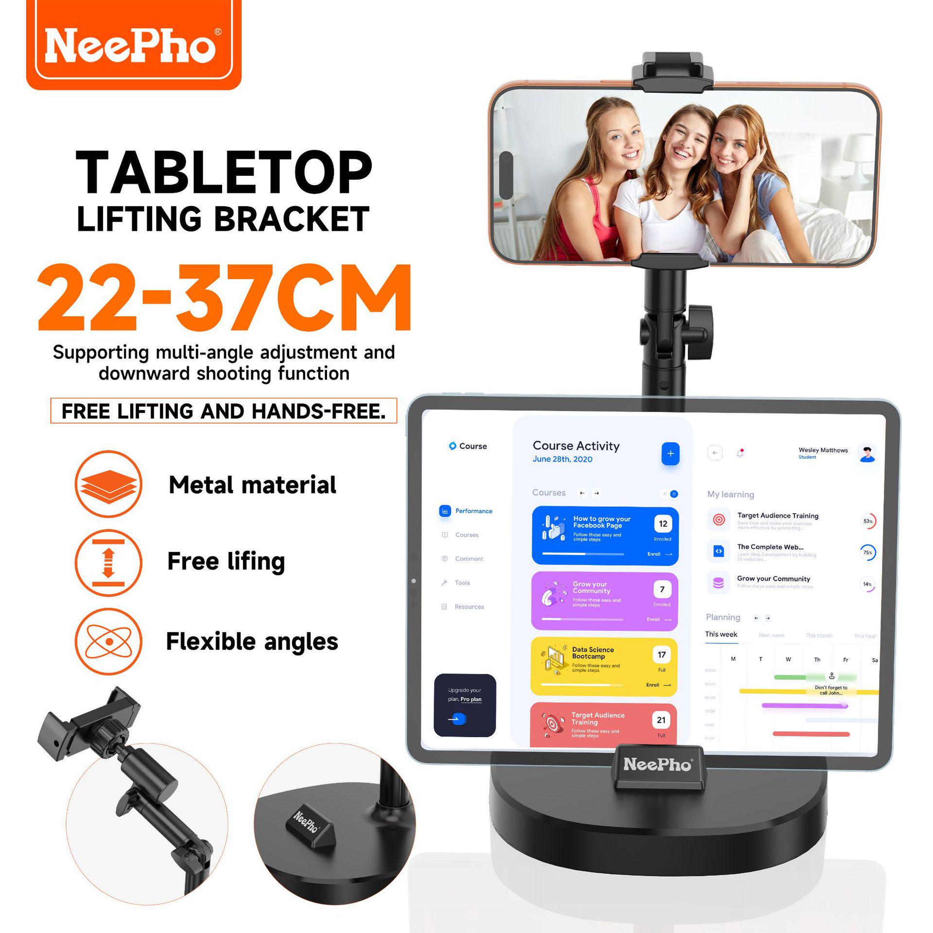 

NeePho 2-in-1 Mobile & Tablet Adjustable Stand for Overhead Shots and Live Broadcasts чёрный