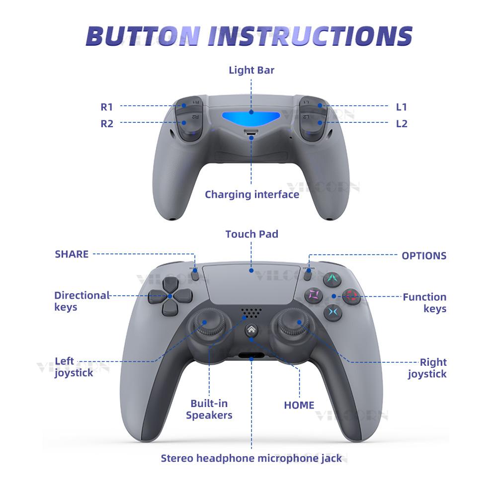 Wireless Gamepad for PS4 Console Bluetooth-Compatible Game Controller For PC Dual Vibration 3D Joystick For Steam/IOS/Android