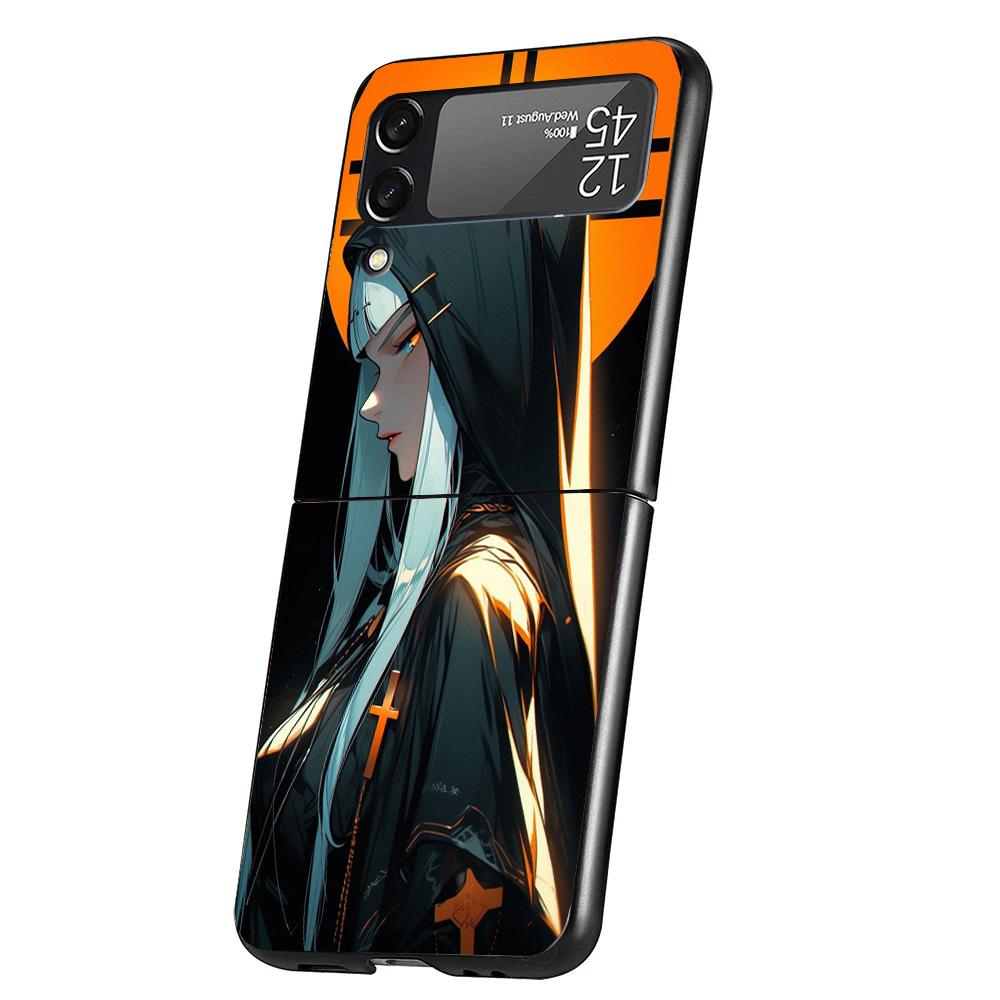 Dark Demon Nun Phone Case For Samsung Galaxy Z Flip 7 6 5 4 3 5G Cover ZFlip7 ZFlip6 ZFlip4 ZFlip5 ZFlip3 Coque Fundas Galaxy Z