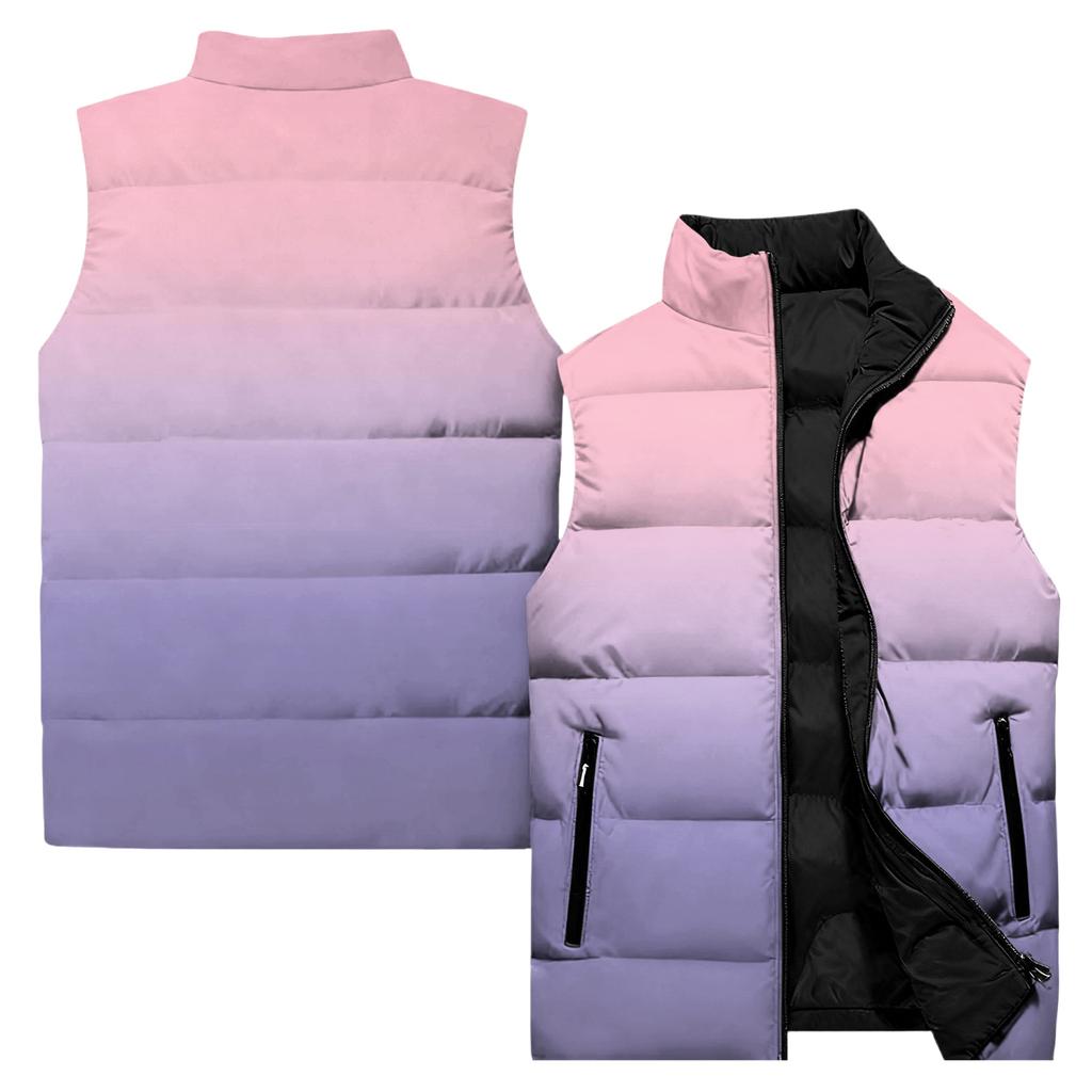 Ladies' Casual And Fashionable Sleeveless Vest Gradient Color Printing Cotton Jacket