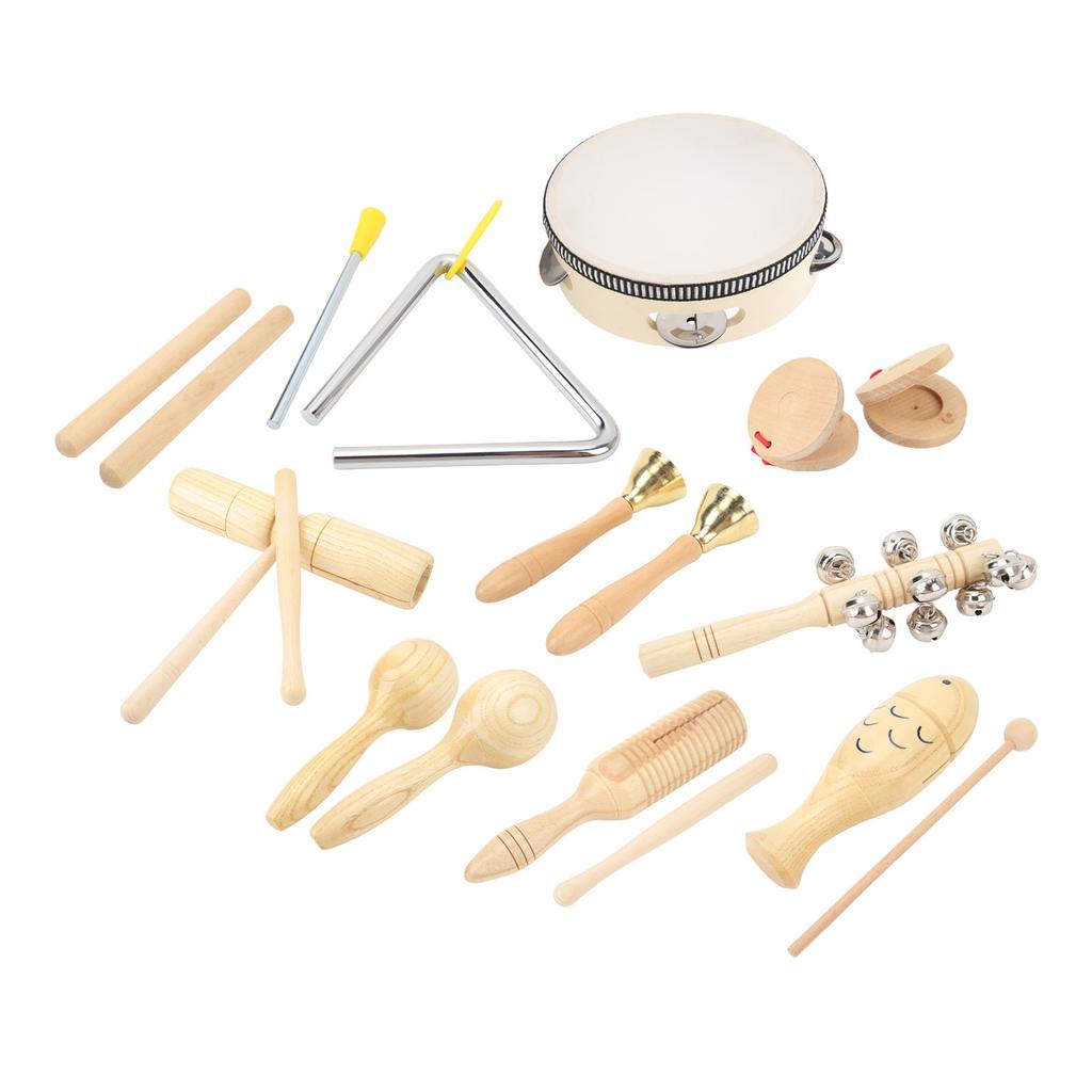 10 ks Sada Hudební bicí nástroje Dřevěné Nerezové Dětské hudební nástroje