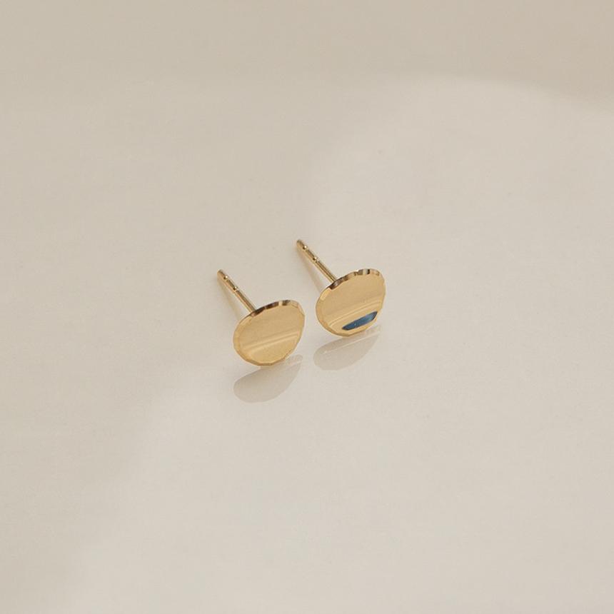 Lunne 14K Round Button Earrings (14K Gold) #Es12