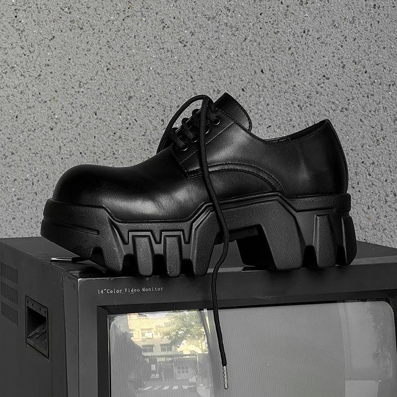 

Men s Retro Lace-up Platform Derby Shoes with Thick Sole Size 36