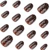 Brown Series Autumn/Winter Wearable Nail Art - Short Round False Nails with White Polka Dots