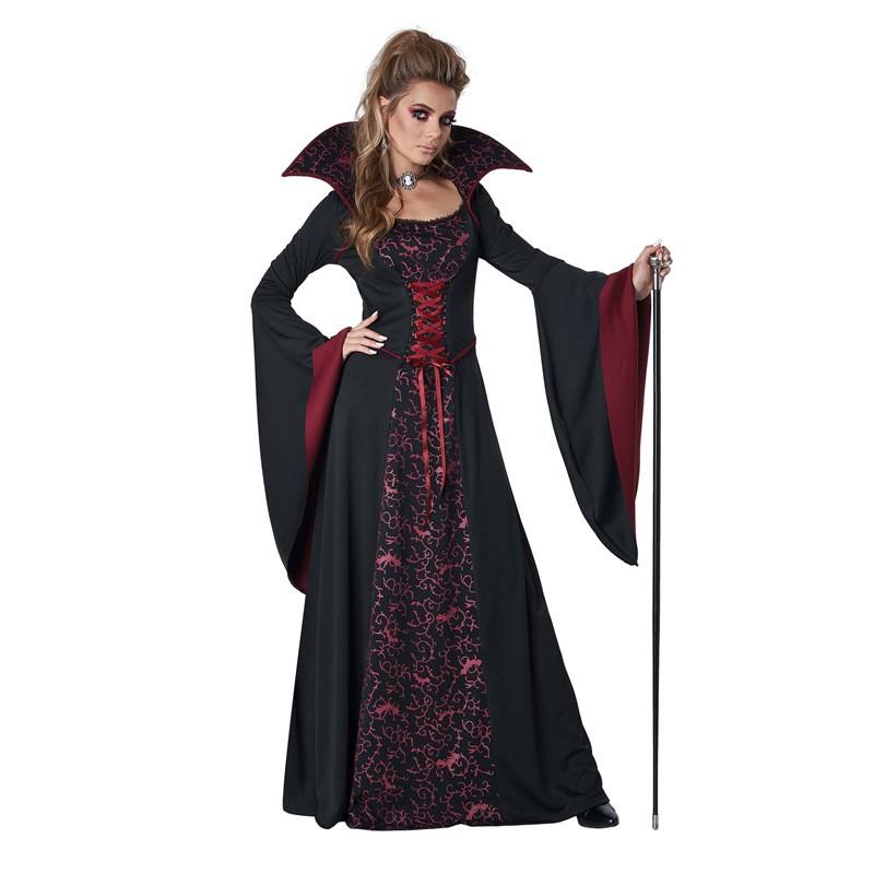Halloween Vampire Queen Costume Witch Dress Set Women Role Play Party Cosplay