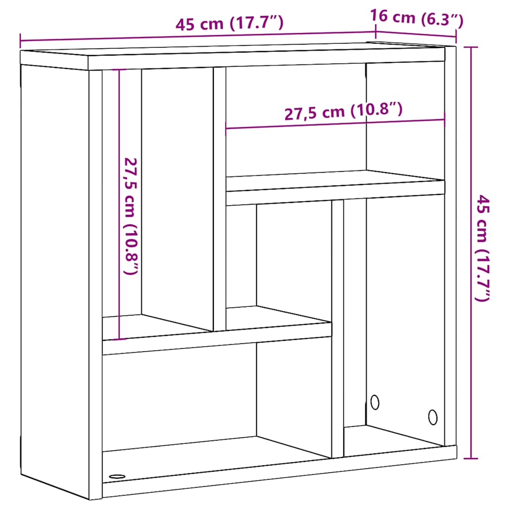 Wall Shelf Vintage Wood Look 45 X 16 X 45 Cm Engineered Wood