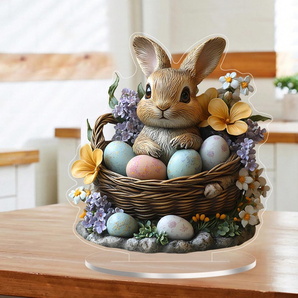 Rabbit and Easter egg tabletop decora made of acrylic is suitable for Easter and daily home decora. Gifts for family and friends