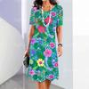 Rochie Midi Elegantă de Damă cu Mânecă Scurtă, Modă, Imprimeu 3D, Mărimi Mari, Îmbrăcăminte de Plajă