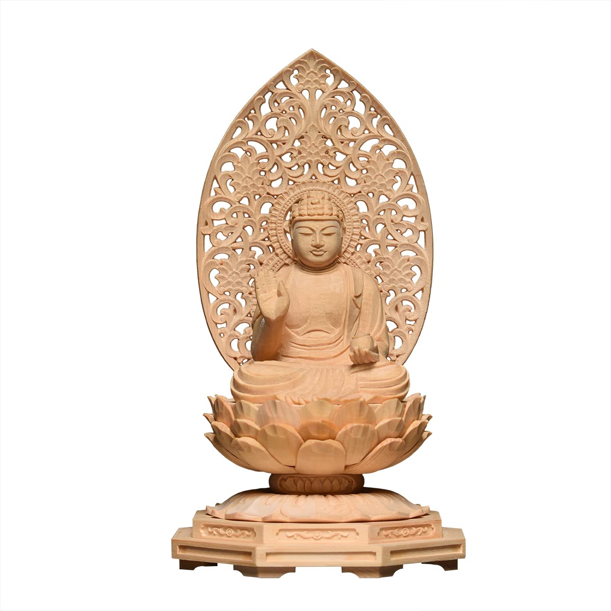

Hanro Art Sculpture Buddha Yakushi Cypress Arabesque Lotus Recovery from Protection from Good Fortune x Width 10cm x Depth Statue, Nyorai, Wood, 2.0