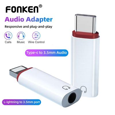 FONKEN 3,5 mm sieviešu līdz C tipam/Lightning vīriešu adaptera austiņu pārveidotājs OTG austiņu audio AUX adapteris iPhone tālrunim Samsung Xiaomi