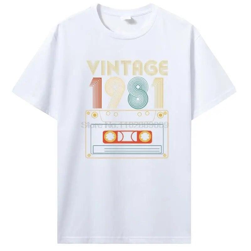 Vintage Tillverkad 1981 Alla Originaldelar Födelsedags-T-shirt Jubileums-T-shirt Oversized Unisex Kläder T-shirts För Unisex Streetwear