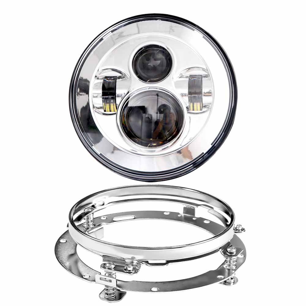 For 7" Led Projector Motorcycle Headlight + 4 1/2 Passing Lights For Touring Electra Glide Black 7 inch led Motorcycle Headlight