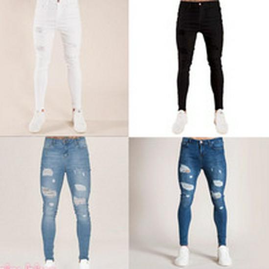 WISH Men's Elastic Tassel Patch Denim Pants - European & American Fashion Trend