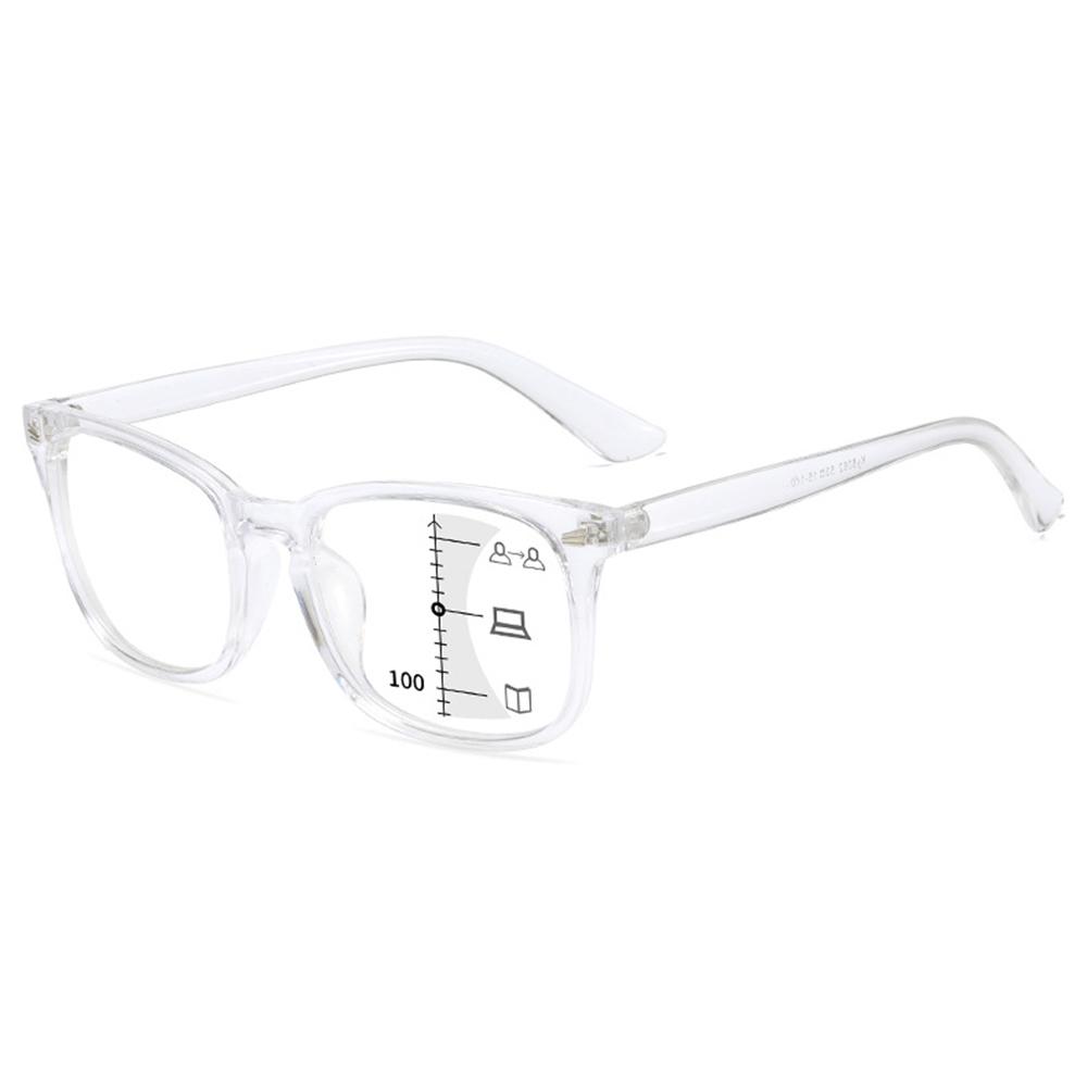 Square Progressive Multifocus Reading Glasses Anti Blue Light Presbyopic Glasses Spring Hinge Readers Far and Near Dual-use