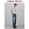 UR Men's Trendy Washed Embroidered Wide-Leg Jeans