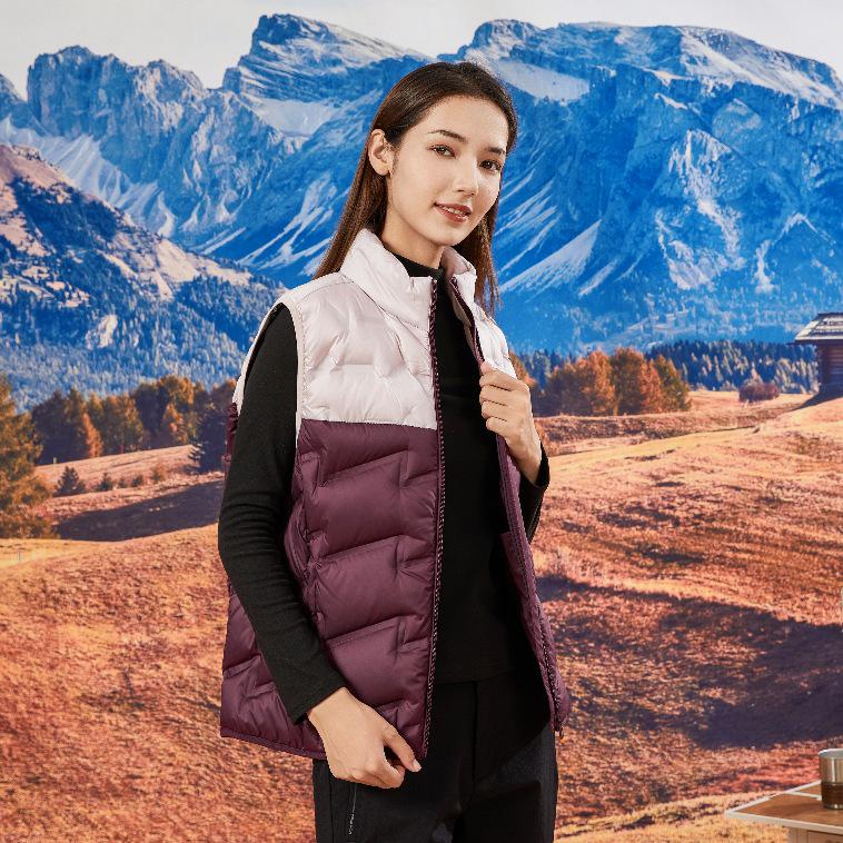 Unisex Color-Block Down Vest: Lightweight, Warm, Windproof Winter Jacket with Stand Collar
