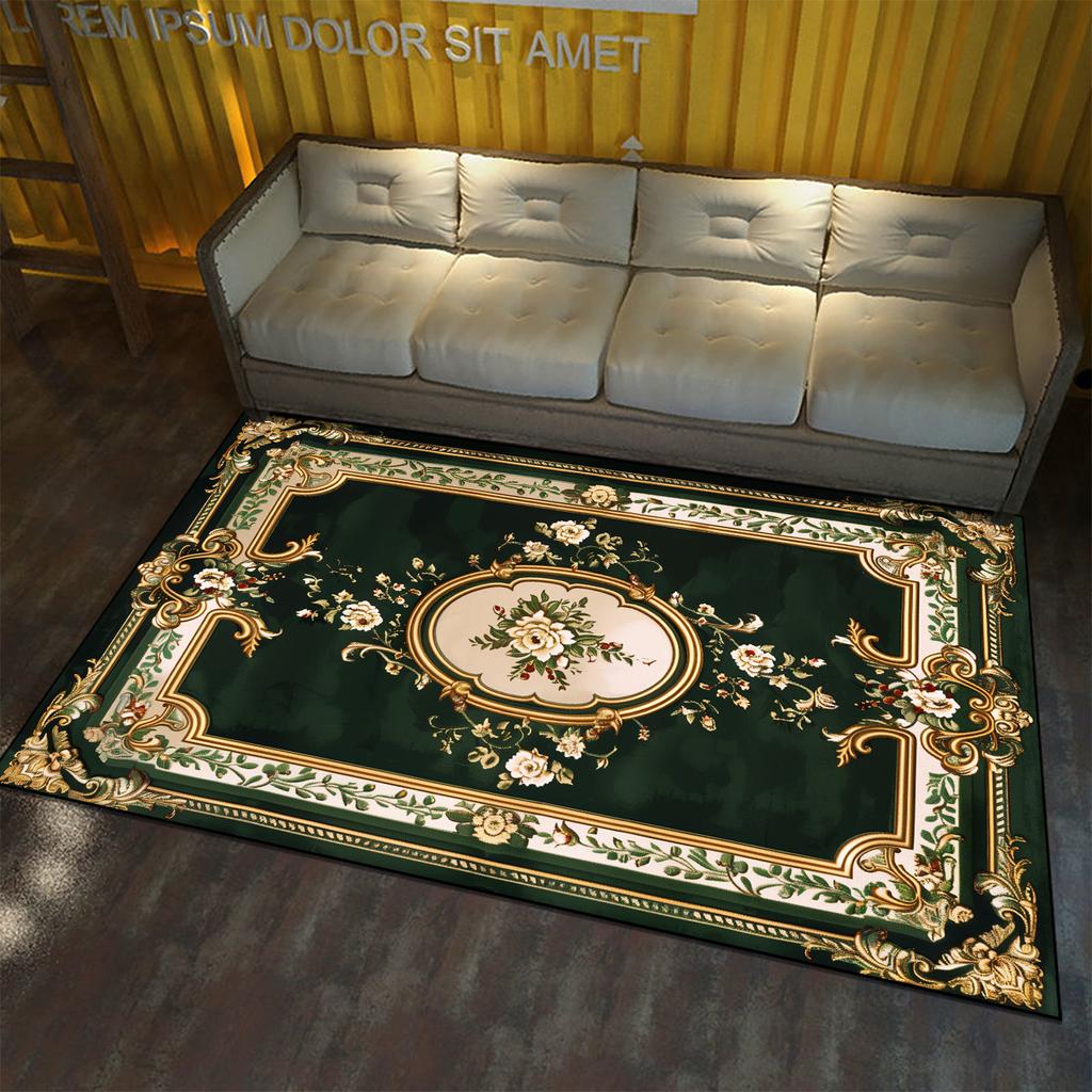 European Style Large Area Carpet for Living Room Flower Pattern Decoration Home Floor Rugs Non-slip Porch Entry Doormat Washable