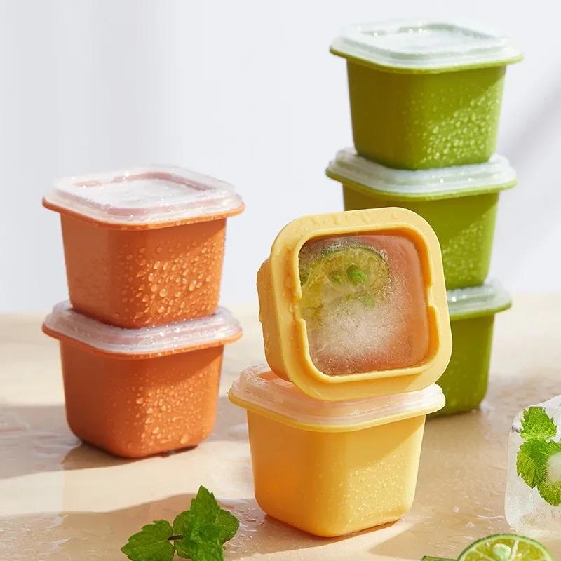12/1Pcs Ice Cube Mold Reusable Square Ice Cube Mould With Lid For DIY Ice Cream Whiskey Cocktail Mould Household Kitchen Gadgets