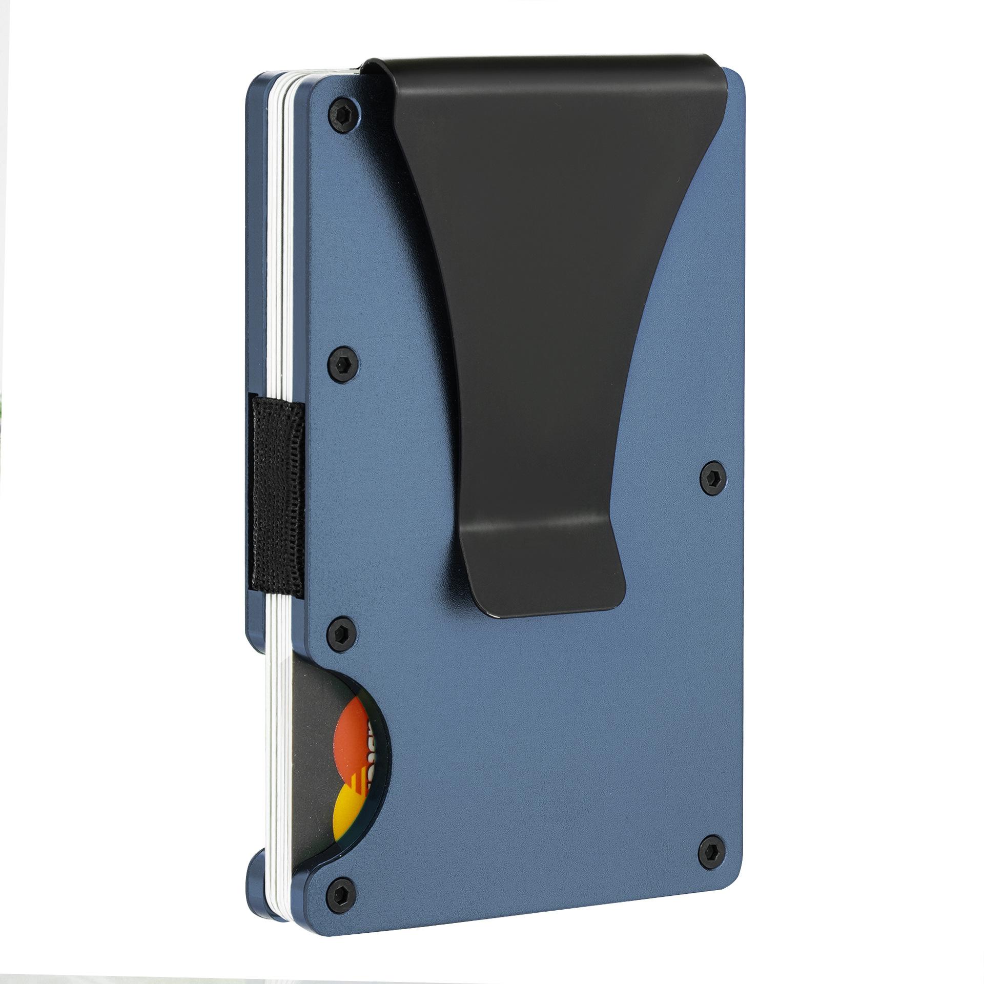 Slanke portemonnee voor heren Voorvak Blokkerend Minimalistische portemonnee voor heren Portemonnee met geldclip voor heren Kaarthouder lichtblauwe kleur