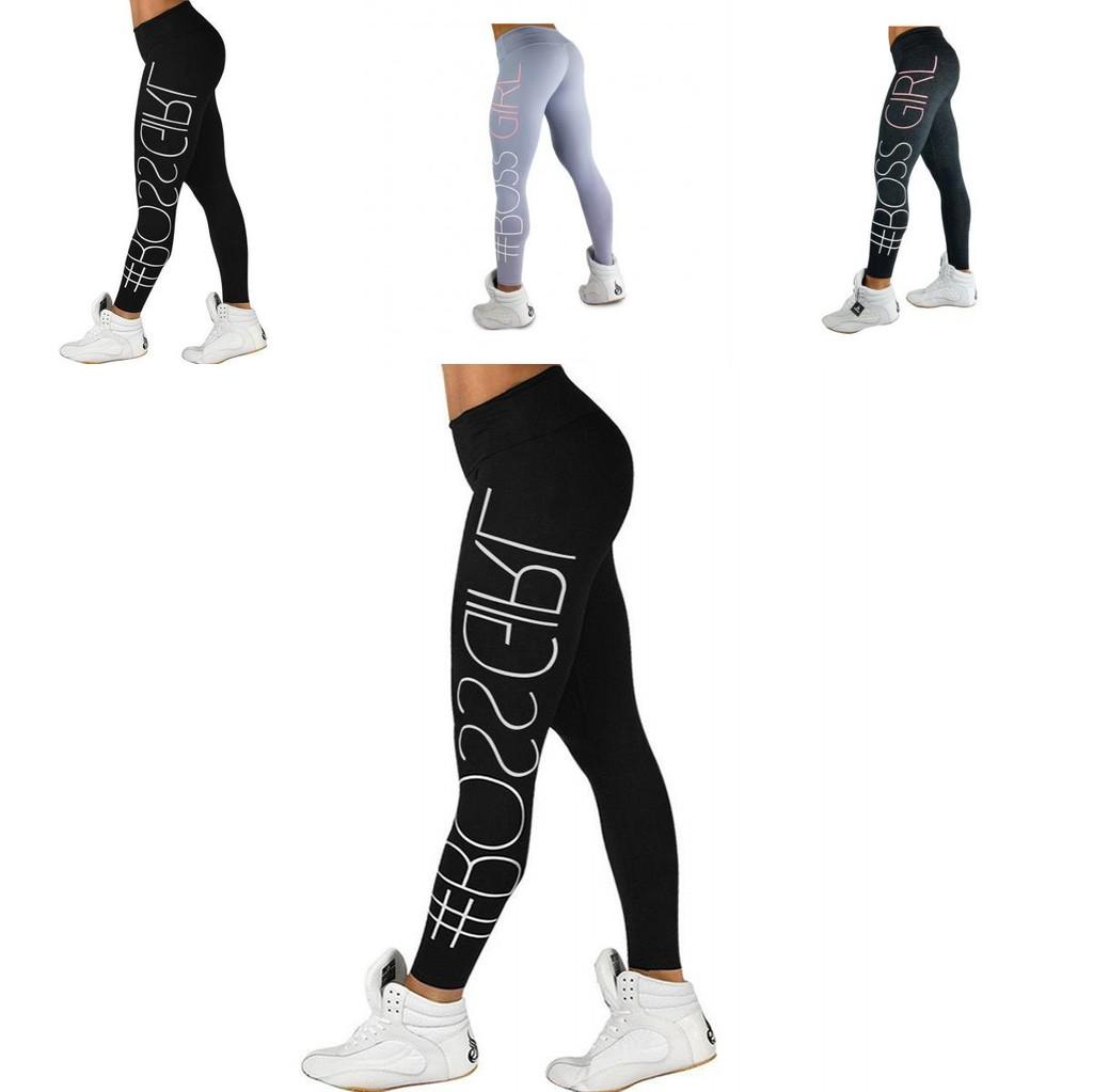 Women Letter Print High Waist Leggings With Stretch And Push Up Design For Fitness And Running