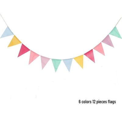 Colorful Imitation Linen Pennant for Birthday, Party, Christmas, Wedding Decor
