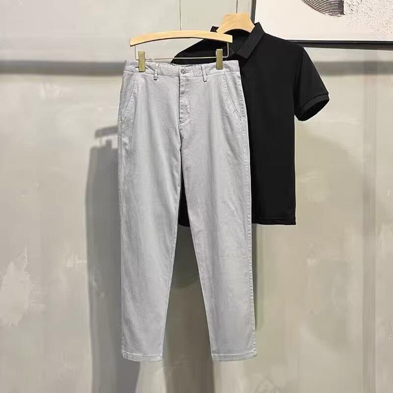 Summer and Autumn Hot Pants for Men's Solid Color Loose Casual Suit Korean Style Cone Slim Fit Men's Feet