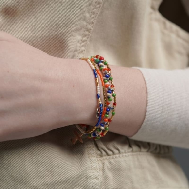 

BONBEAU Double ethnic color beads Bracelet free