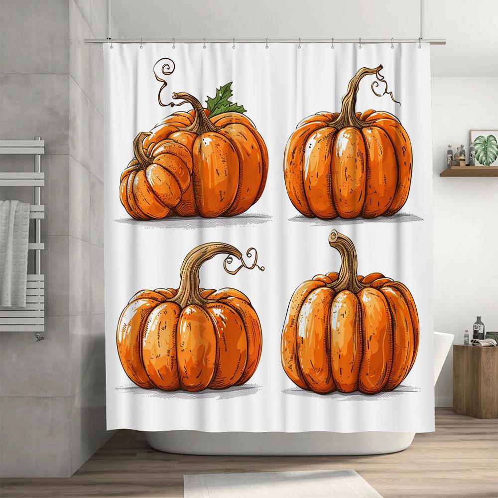 Artistic Pumpkin Shower Curtain Halloween Decor for Bathroom, Vivid Colorful Design Art Print Waterproof Shower Curtain