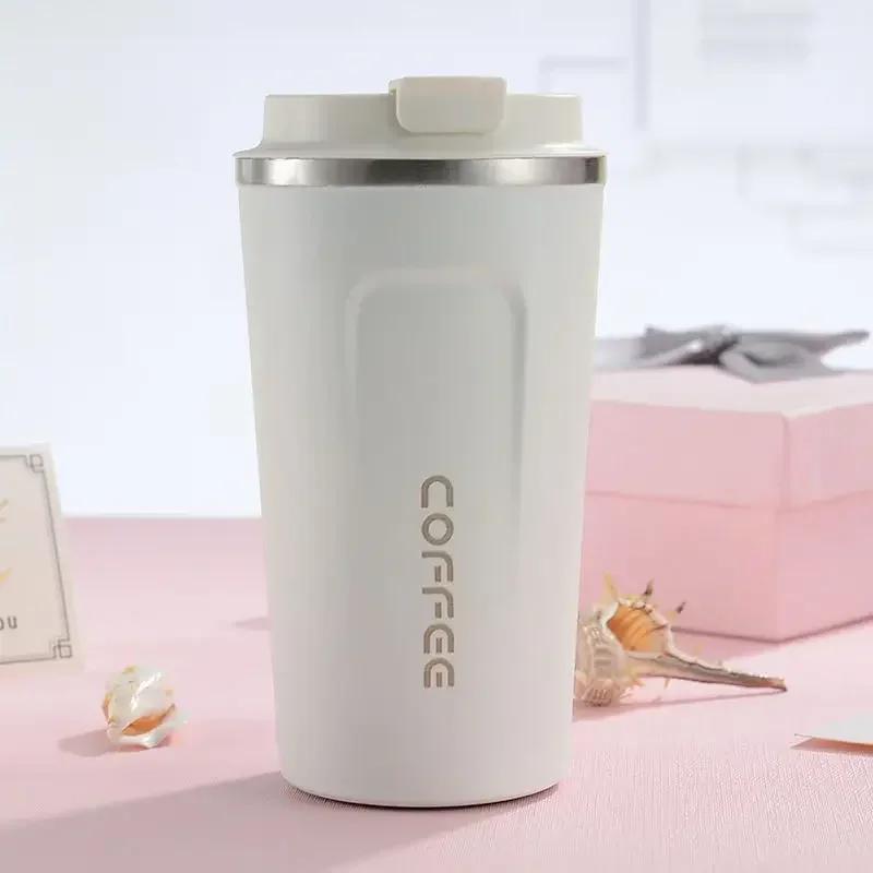 Portable 304 Stainless Steel Coffee Cup 380ml/510ml Vacuum Double-layer Insulated Cup Sealed Leak-proof Mug Outdoor Coffee Cup