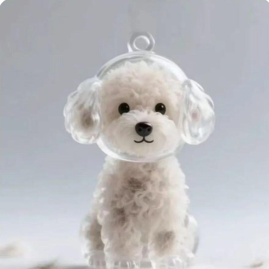 Transparenter Hundehaare-Aufbewahrungsbehälter Niedliche Haustier-Erinnerungskapsel Anhänger Mit Schlüsselring für Tierliebhaber DIY Gedenk-Schlüsselanhänger