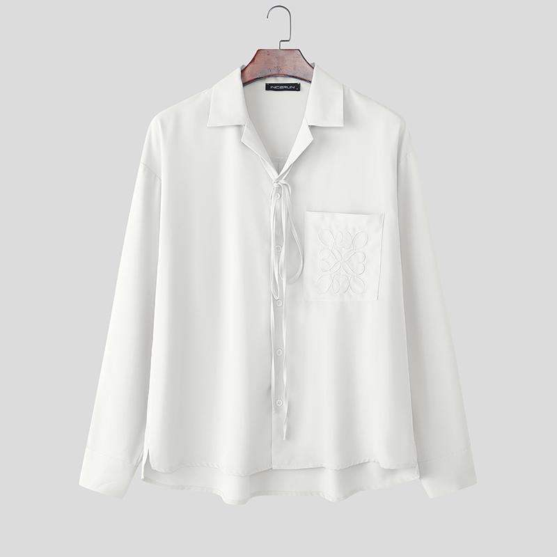 INCERUN Elegant Men Shirts Long Sleeve Button Up Casual Oversized Tops
