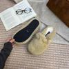 2025 winter new round head with velvet warm cotton shoes versatile Mary Jane thick-soled commuting fluffy women's half-drag